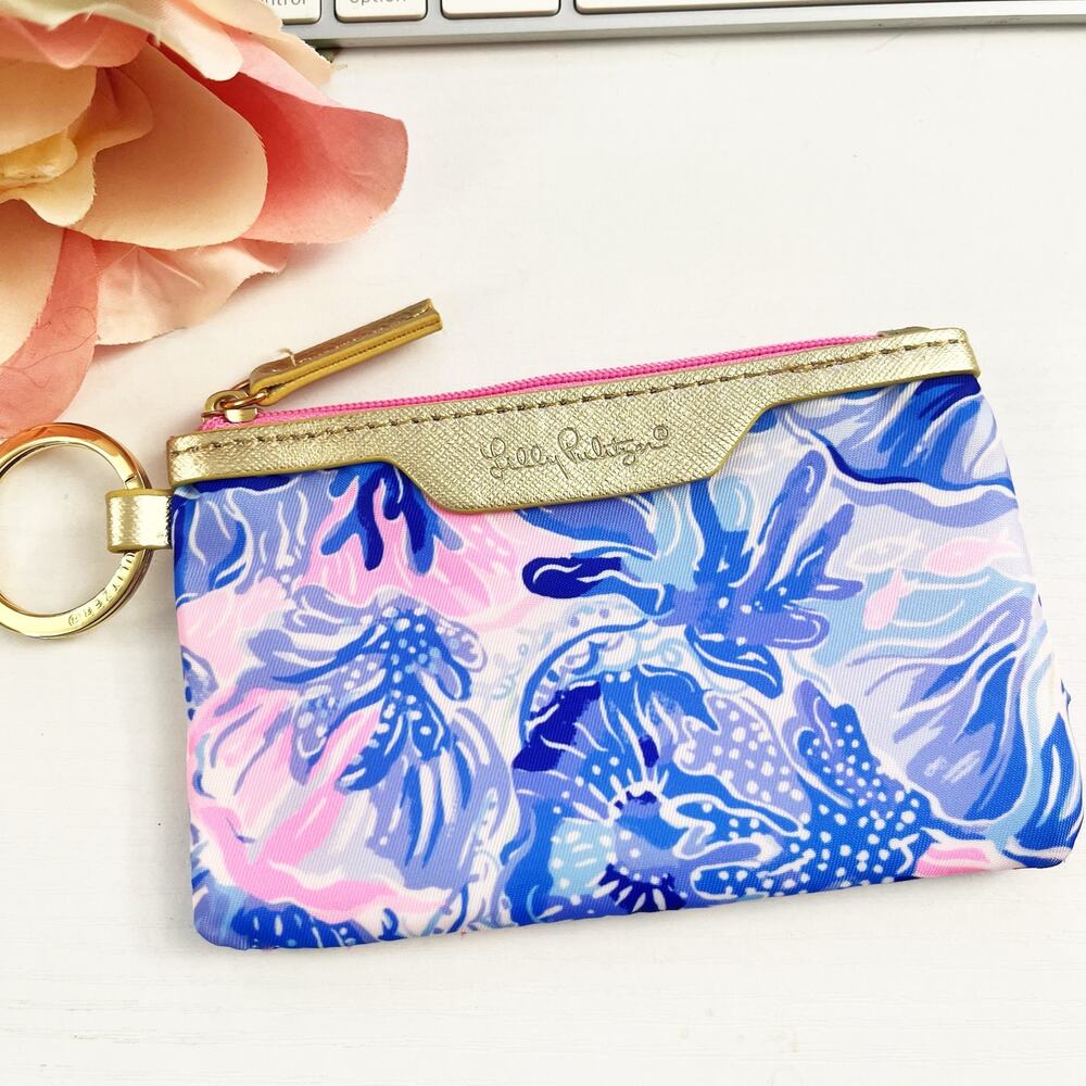 Lilly Pulitzer Shade Seekers Blue Tropical ID Case Coin Purse